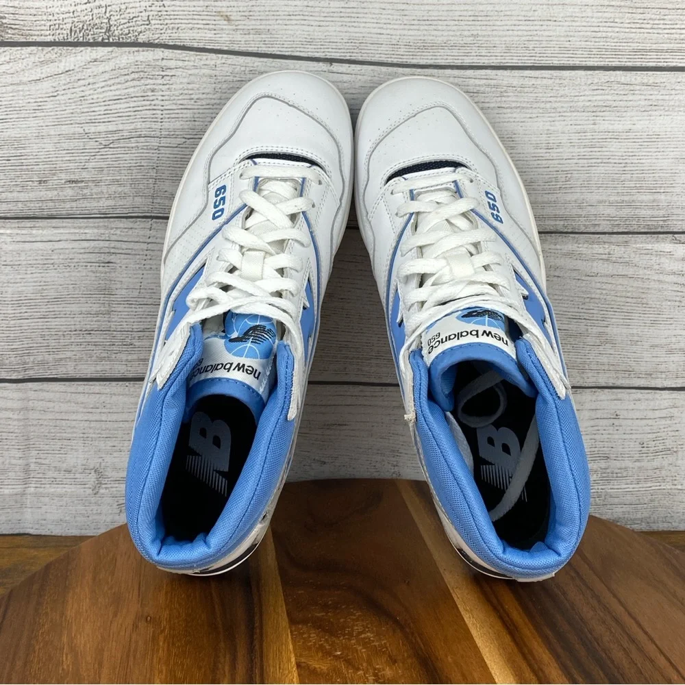 New Balance 650 White Heritage Blue High Top Sneakers BB650RCK Mens Shoe Size 12